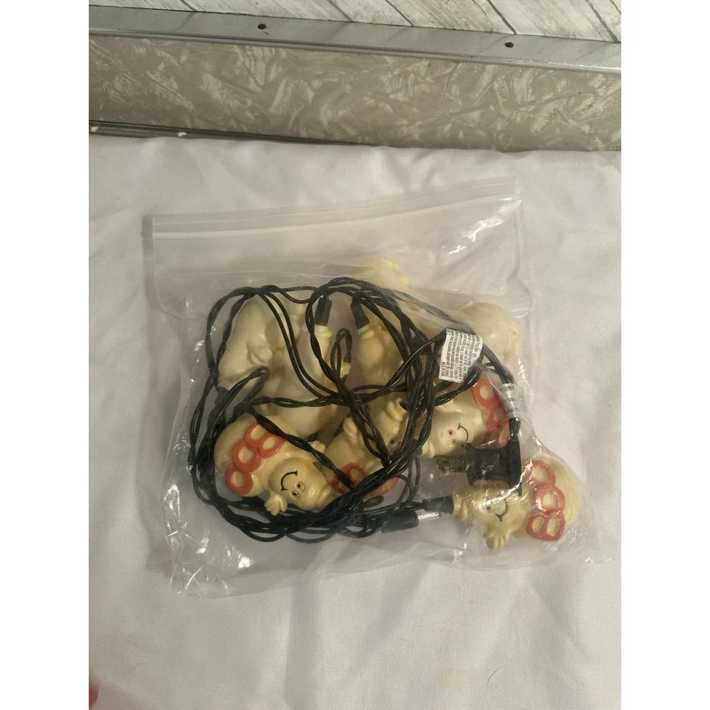 Vintage Set Of Plastic Blow Mold Ghost Boo String Lights Halloween